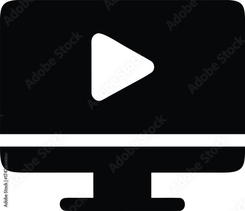 Video Play Icon on Computer Monitor