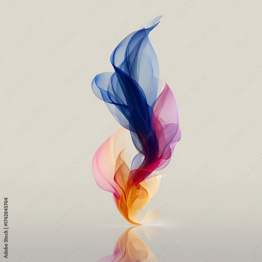 Obraz premium Ascending Abstract Swirl of Blue Pink and Orange Colors