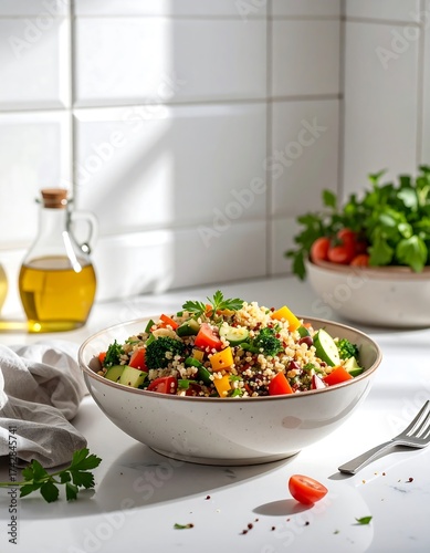 Healthy grain salad in a bowl