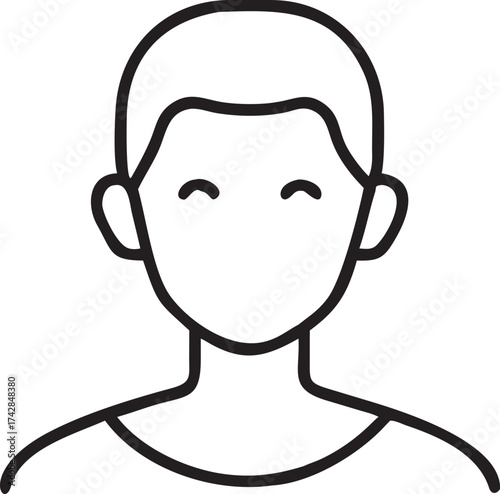 Simple line art outline silhouette of a person head and shoulders profile icon