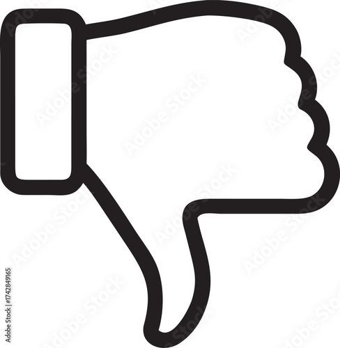 Simple thumbs down icon symbol for disapproval negative feedback and rejection