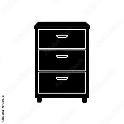 Illustration of a three drawer cabinet unit silhouette