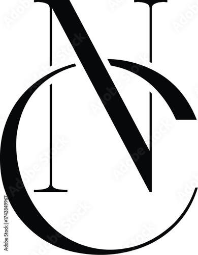 CN, NC letter logo alphabet monogram