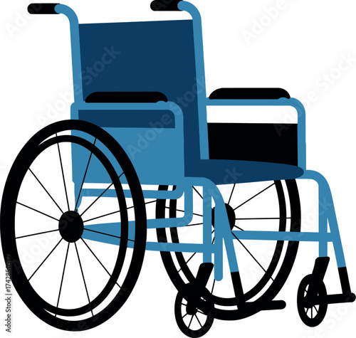 Vector art of blue wheelchair illustration, a mobility assistance device