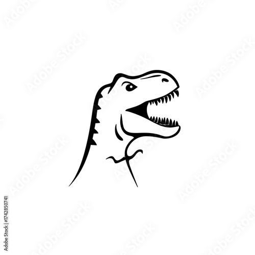 Tyrannosaurus Rex. Tyrannosaurus Rex simple black and white line art vector logo