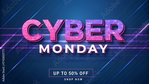 Cyber monday sale with up to 50 off discount and abstract background