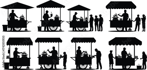 Silhouettes of people in various situations including couples, families, and seniors at a restaurant and park in New York
