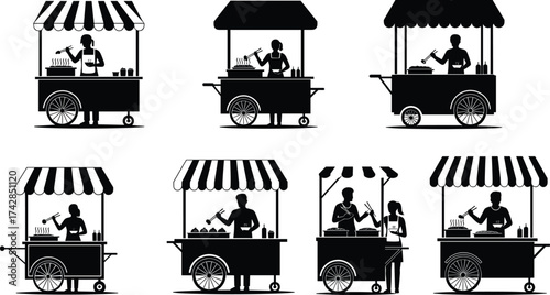 Silhouettes of people and vehicles in industrial transportation setting vector illustration