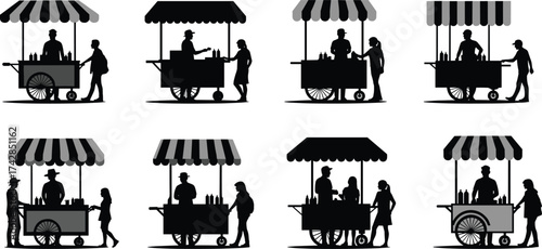Silhouettes of people sitting at a cafe table enjoying coffee and conversation