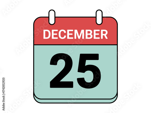 Vector art of christmas day calendar icon for holiday event reminder date