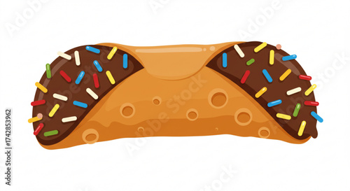 Cannoli dessert with chocolate coating and colorful sprinkles