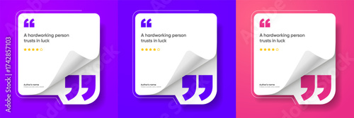 3D bubble testimonial banner, quote, infographic. Social media post template designs for quotes. Empty speech bubbles, quote bubbles and text box. Vector Illustration EPS10.