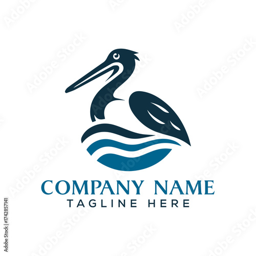 Modern pelican bird logo design with vibrant color palette