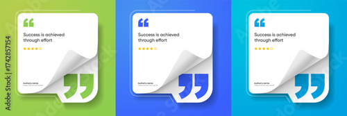 3D bubble testimonial banner, quote, infographic. Social media post template designs for quotes. Empty speech bubbles, quote bubbles and text box. Vector Illustration EPS10.