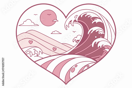 Abstract gradient waves forming heart shape, modern Valentine’s Day 2026 digital vector background, elegant romantic composition for decor and posters.

