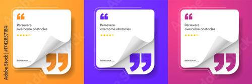 3D bubble testimonial banner, quote, infographic. Social media post template designs for quotes. Empty speech bubbles, quote bubbles and text box. Vector Illustration EPS10.
