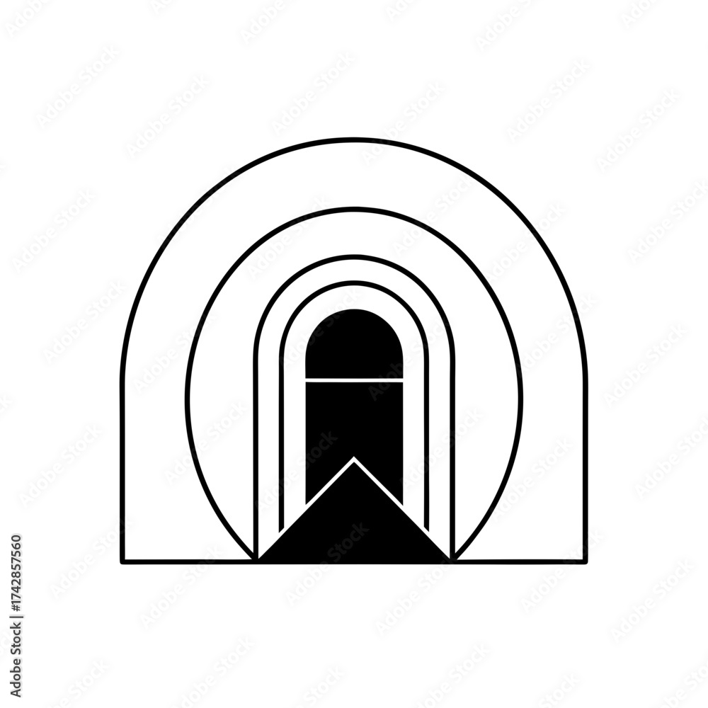 Fototapeta premium Abstract archway black and white on transparent background