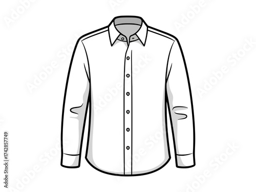Vector art of classic white dress shirt, perfect for formal or casual wear