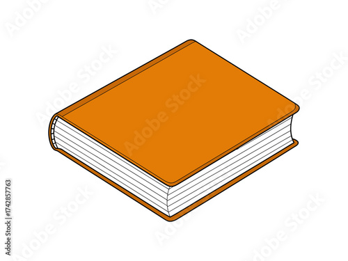Illustration of a closed book with an orange cover