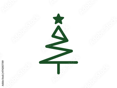 Illustration of a simple green christmas tree with star in vector format