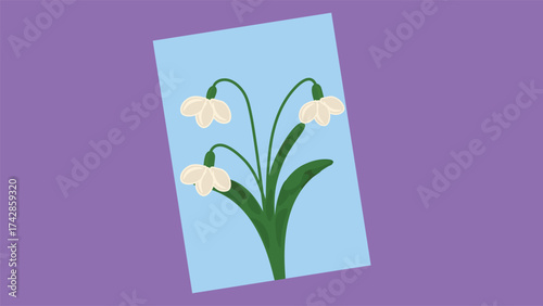 snowdrop on blue background, vector illustration eps10 graphic