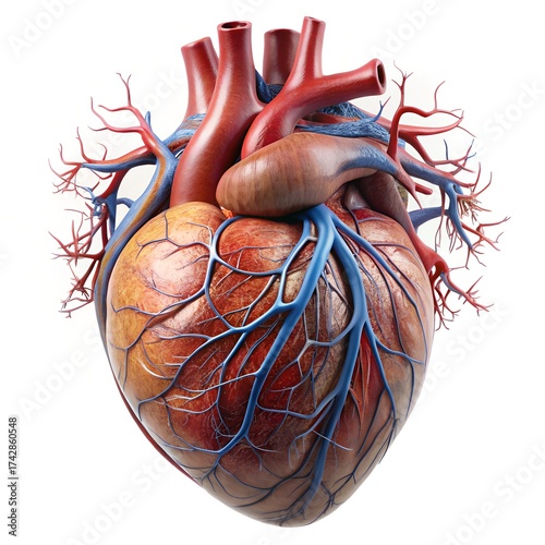 Anatomically Accurate 3D Human Heart on Pure White Background – Medical Precision Render