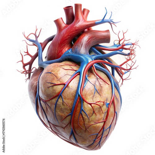 Anatomically Accurate 3D Human Heart on Pure White Background – Medical Precision Render