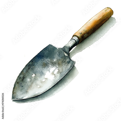 watercolor vector of Hoe, isolated on a white background.