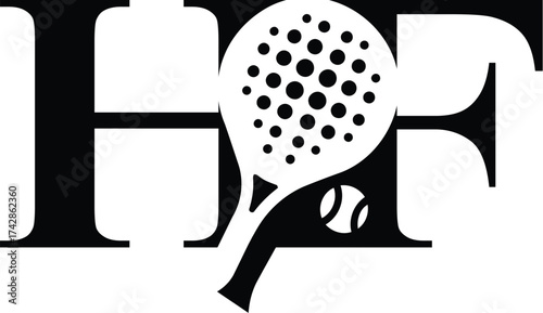 Letter HF Padel Racket Logo Design Vector Template.