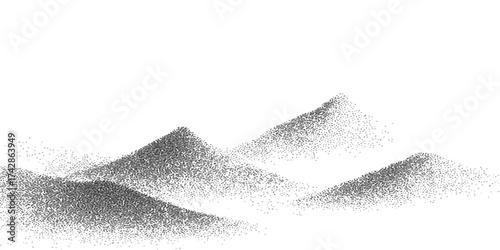 Black and white mountain landscape vector illustration with grunge texture and old paint on the wall