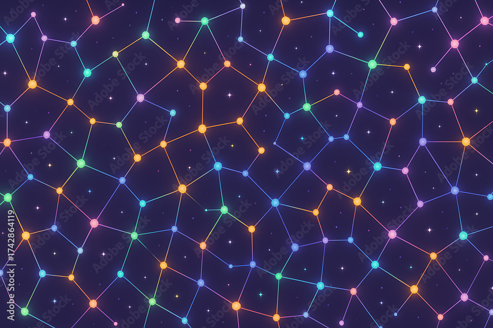 Fototapeta premium Futuristic technology network with glowing dots.