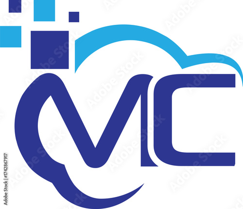 MC Wordmark cloud icon logo design