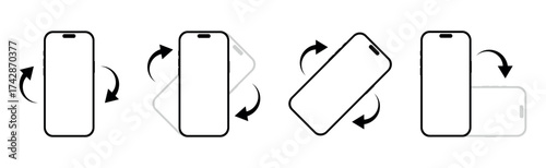 Rotate smartphone icon. Device rotation symbol showing horizontal and vertical screen turn. Vector illustration isolated on white background.
