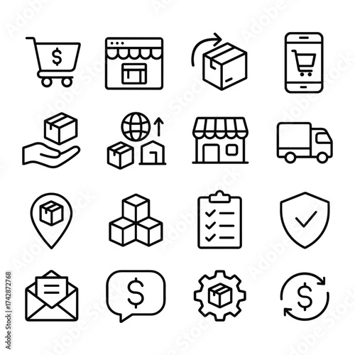 Wallpaper Mural Online dropshipping vector symbols. Outline symbols. Line design Torontodigital.ca