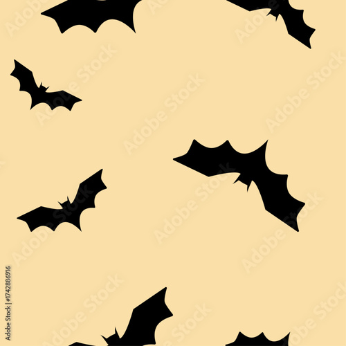 Halloween seamless pattern Bats on creamy background spooky spirit autumn holiday Vector illustration