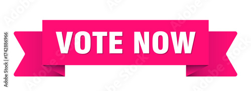 vote now ribbon isolated on transparent background. vote now ribbon