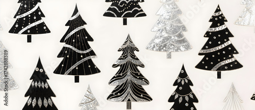Elegant black and silver decorative christmas trees