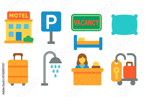 Hotel and hospitality neon icon set. accommodation, booking, travel neon icons collection