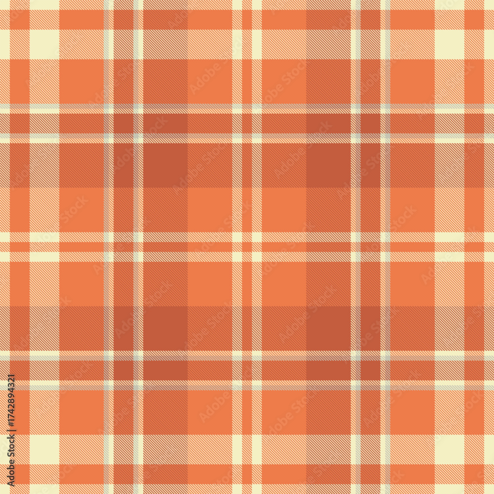 Fototapeta premium Warm, inviting plaid pattern with a rustic aesthetic. Ideal for backgrounds, textiles, or adding a cozy, autumnal touch to designs. Seamless, versatile texture.