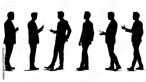 Collection of sales representative silhouettes showing different poses and gestures in vector format for business presentations
