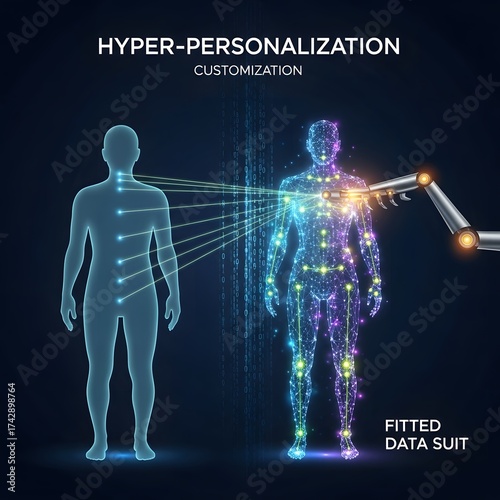 Hyper personalization concept with data suit and robotic arm