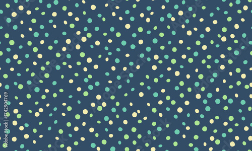 Delightful pastel dots scattered on a deep blue background. This cheerful, playful pattern evokes feelings of joy and celebration.