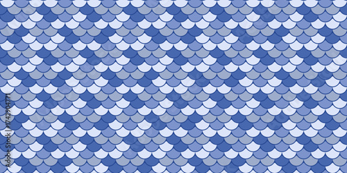 Seamless fish scale pattern in calming blues.  Perfect for textile design, website backgrounds, or any project needing a subtle, textured aesthetic. Evokes tranquility, water, and nature.