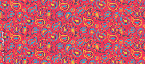 Paisley outline to meditating silk. Vitality card on abstract henna. Scrapbook style and festive wallpaper.
