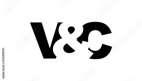 VC logo design in bold style. Black white identity symbol. Modern typography emblem. Corporate branding icon.
