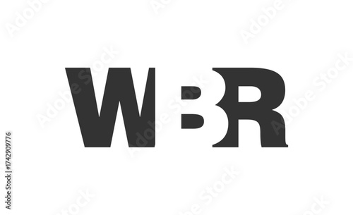 WBR logo design. Initial letter W B R bold font style for tech startups, consulting, corporate branding. Creative company name, headlines typography identity, trendy logotype.