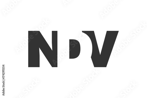 NDV logo design. Initial letter N D V bold font style for tech startups, consulting, corporate branding. Creative company name, headlines typography identity, trendy logotype.