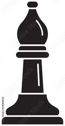 Strategic Bishop Chess Piece Icon on White Background
