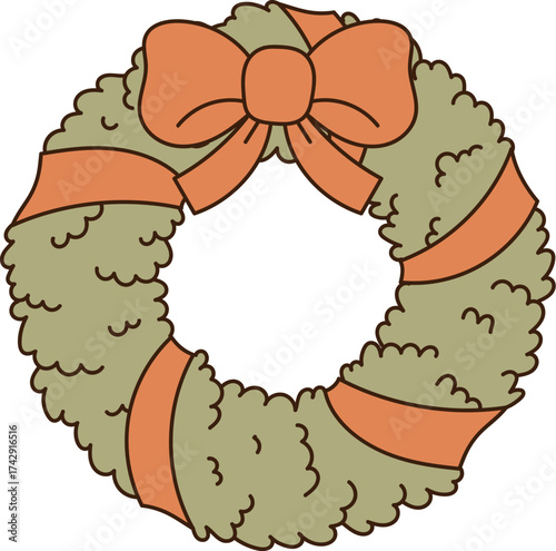 Christmas Wreath with Ribbon