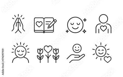 ental Health & Emotional Wellness Icon Set – Therapy, Mindfulness, and Support